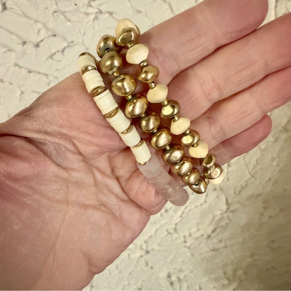 Universal Thread Gold and Tan Beaded Bracelet Trio - Picture 3 of 5